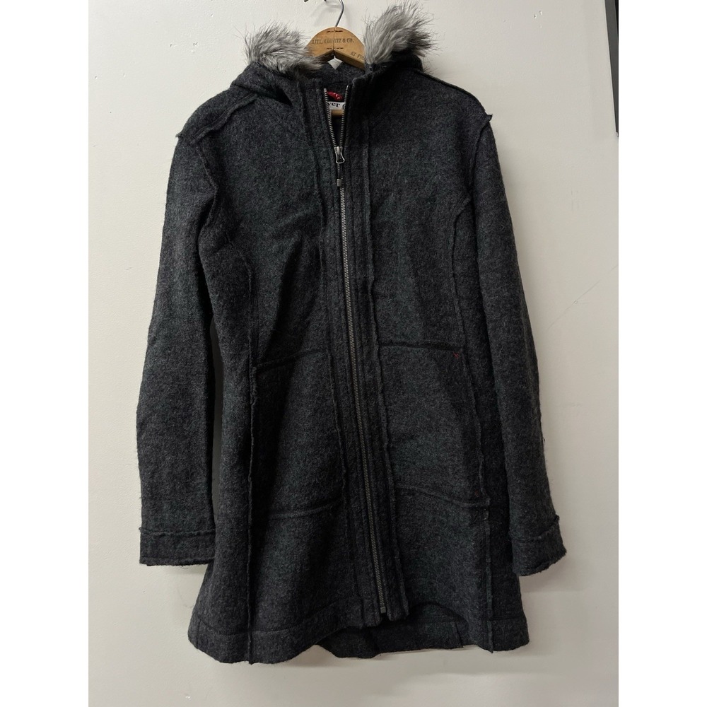 Vintage Obermeyer Women's Size Large Ginger Boiled Gray Wool Jacket Coat Fur
